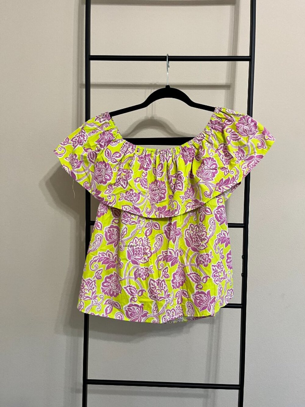 NWT Flying Tomato Floral Ruffle Vibrant Festival Boho Top 100 % Cotton M - Picture 5 of 5